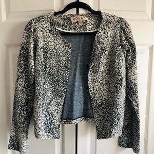 NWOT Anthropologie Dolan Eva Jacket Black White Tweed Cropped Size M 172898